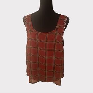Madeline Plaid Embellished Tank Top Medium